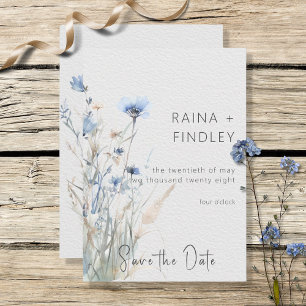 Dusty Blue Meadow Wildbloemen Moderne bruiloft Save The Date