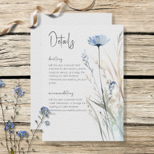 Dusty Blue Meadow Wildflower Moderne details Informatiekaartje