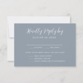 Dusty Blue Menu Choice Wedding RSVP-kaart