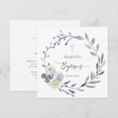 dusty blue met Baptism Invitation Kaart (Voorkant / Achterkant)