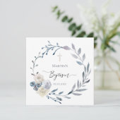 dusty blue met Baptism Invitation Kaart (Staand voorkant)