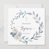 dusty blue met Baptism Invitation Kaart (Voorkant)
