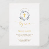 dusty blue met Folie Folie Uitnodiging (Voorkant)