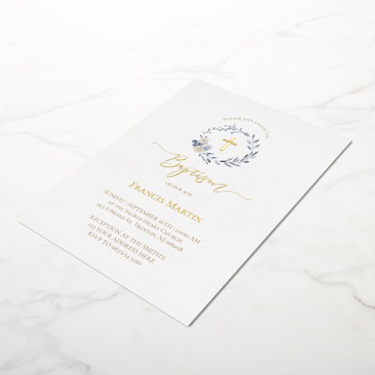 dusty blue met Folie Folie Uitnodiging (Gedraaid)