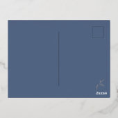 Dusty Blue met Gold Foil Save the Date Briefkaart (Achterkant)