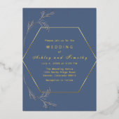 Dusty Blue met Gold Foil Wedding Invitation Folie Uitnodiging (Voorkant)