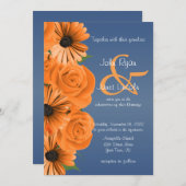 Dusty Blue met Oranje Roos en Daisy Kaart (Voorkant / Achterkant)