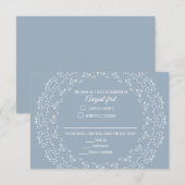 Dusty Blue met White Mandala RSVP-kaart RSVP Kaartje (Voorkant / Achterkant)