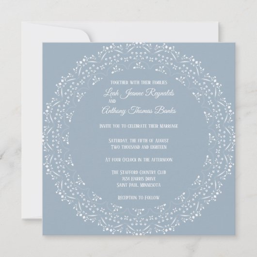 Dusty Blue met White Mandala Square Invitation Aankondiging (Voorkant)