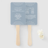 Dusty Blue met White mandala Wedding Program Fan Handwaaier (Voorkant en achterkant)