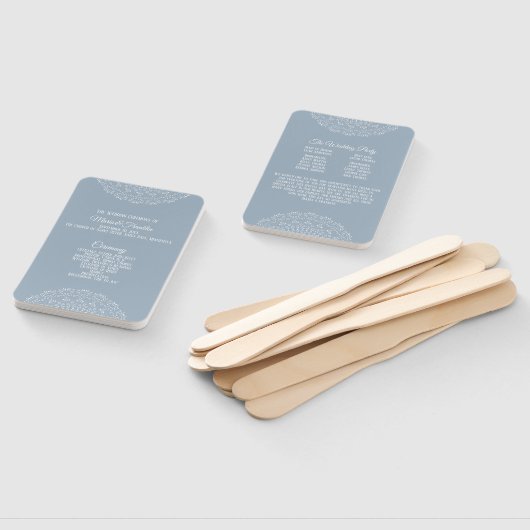 Dusty Blue met White mandala Wedding Program Fan Handwaaier (Niet-gemonteerd)