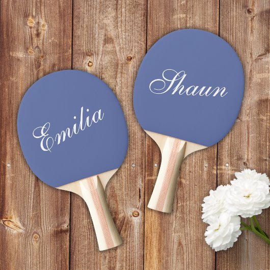 Dusty Blue met witte typografie Ping Pong Paddle Tafeltennisbatje