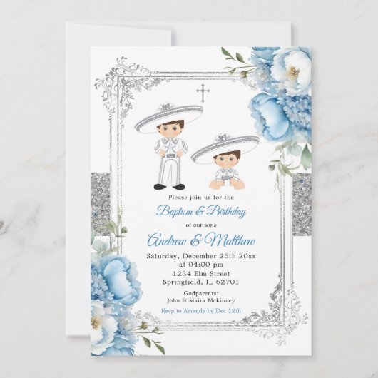 Dusty Blue Mexicaanse broers en zussen Jongens Doo Kaart (Voorkant)