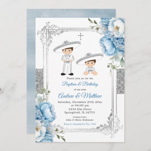 Dusty Blue Mexicaanse broers en zussen Jongens Doo Kaart (Voorkant / Achterkant)