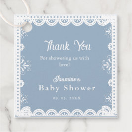Dusty Blue mexican boy baby shower papel picado Bedankjes Labels
