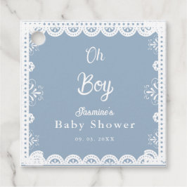 Dusty Blue mexican boy baby shower papel picado Bedankjes Labels