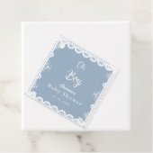 Dusty Blue mexican boy baby shower papel picado Bedankjes Labels (In situ)