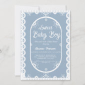 Dusty Blue Mexican Boy baby shower papel picado Kaart (Voorkant)