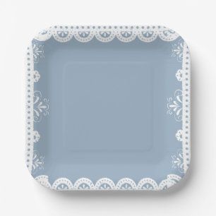 Dusty Blue mexican boy baby shower papel picado Papieren Bordje