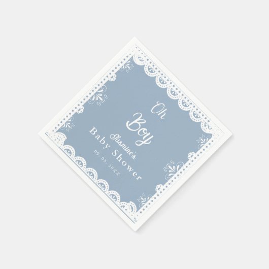 Dusty Blue mexican boy baby shower papel picado Servet (Hoek)