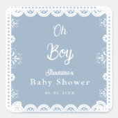 Dusty Blue mexican boy baby shower papel picado Vierkante Sticker (Voorkant)