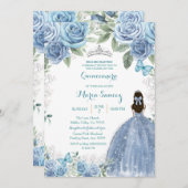 Dusty Blue Mexican Girl Charra Mis Quince Kaart (Voorkant / Achterkant)