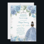 Dusty Blue Mexican Girl Charra Mis Quince Kaart<br><div class="desc">Dusty Blue Mexican Girl Charra Mis Quince Invitation Mis Quince Anos,  15e verjaardag</div>