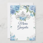 Dusty Blue Mexican Princess Quinceanera Kaart (Achterkant)