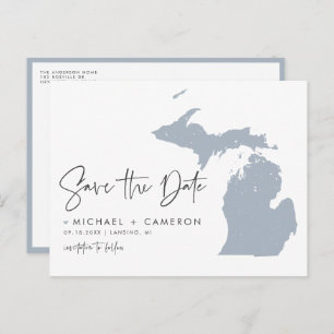 Dusty Blue Michigan Kaart QR Code Bewaar de datum