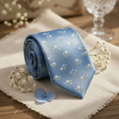 Dusty Blue Micro Floral Wedding Pattern Stropdas