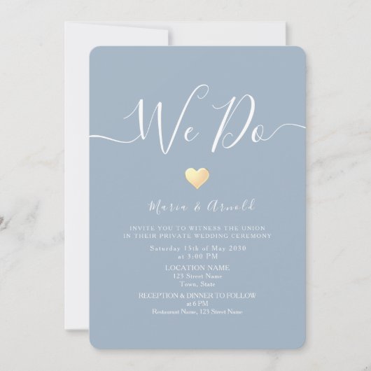 Dusty Blue Micro Wedding Kaart (Voorkant)