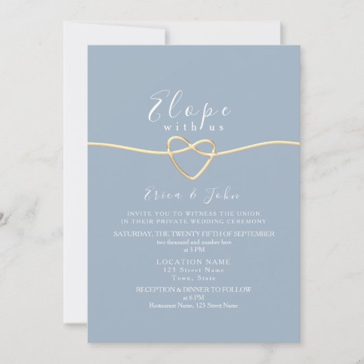 Dusty Blue Micro Wedding Kaart (Voorkant)