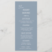 Dusty Blue Minimal diner de avond ervoor Menu (Voorkant)