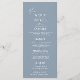 Dusty Blue Minimal diner de avond ervoor Menu