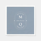 Dusty Blue Minimal Elegant Monogram Wedding Servet (Voorkant)