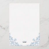 Dusty Blue Minimal Elegant Old Money Wedding Folie Uitnodiging (Achterkant)