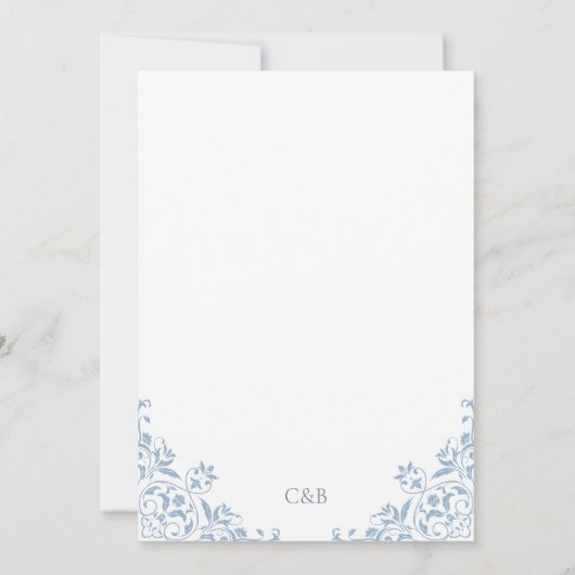 Dusty Blue Minimal Elegant Old Money Wedding Kaart (Achterkant)