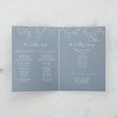 Dusty Blue Minimal Leaf Bruiloft Gevouwen Programm Programma (Binnen)