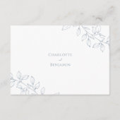 Dusty Blue Minimal Leaf Bruiloft Receptie Informatiekaartje (Achterkant)