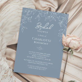 Dusty Blue Minimal Leaf Vrijgezellenfeest Kaart