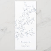 Dusty Blue Minimal Leaf Wedding Flat Menu (Achterkant)