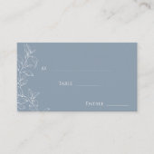 Dusty Blue Minimal Leaf Wedding Flat Place Card Plaatskaartje (Voorkant)