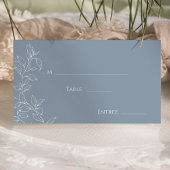 Dusty Blue Minimal Leaf Wedding Flat Place Card Plaatskaartje