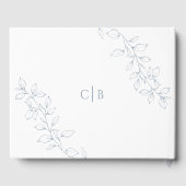 Dusty Blue Minimal Leaf Wedding Gastenboek (Achterkant)