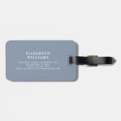 Dusty Blue Minimal Modern Monogram Bagagelabel (Achterkant horizontaal)