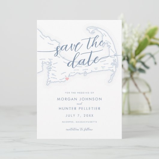 Dusty Blue Minimal Popponesset op de kaart (Staand voorkant)