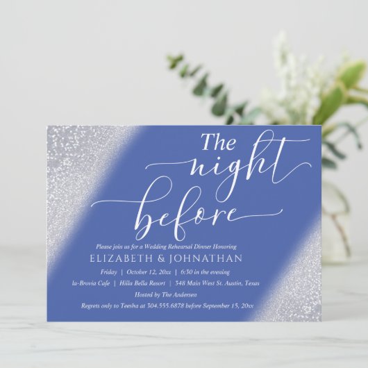 Dusty Blue Minimal Rehearsal Dinner Kaart (Staand voorkant)