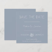 Dusty Blue Minimal Save the Date Invitation Kaart (Voorkant / Achterkant)