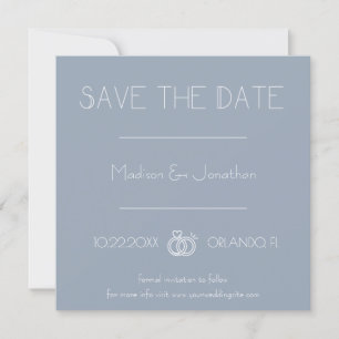 Dusty Blue Minimal Save the Date Invitation Kaart