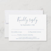 Dusty Blue Minimal Script Wedding RSVP Kaart (Voorkant)